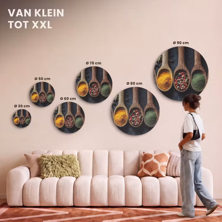 Akoestisch schilderij rond - Houten - Lepels - Specerijen - Kruiden — 7