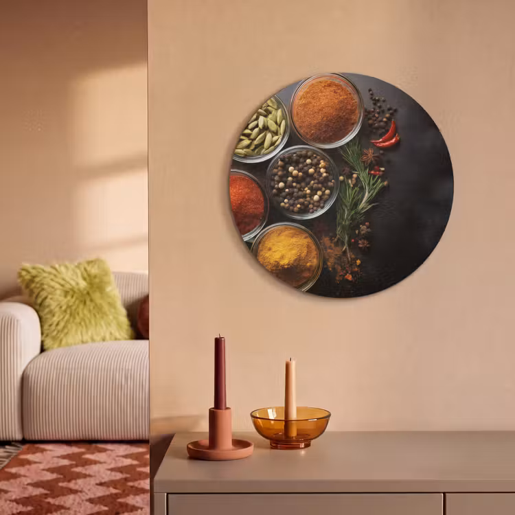 Akoestisch schilderij rond - Glazen - Bakjes - Blaadjes - Kruiden — 2