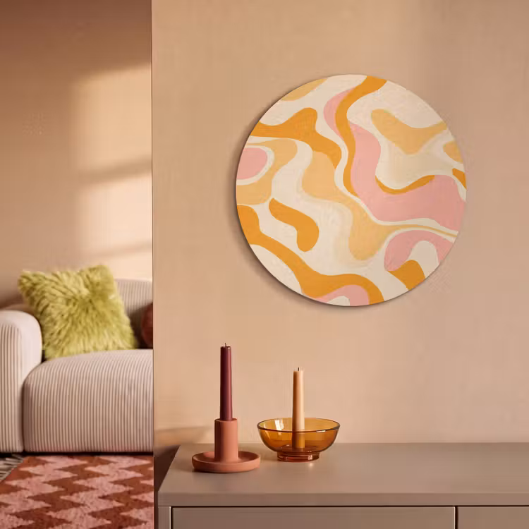 Akoestisch schilderij rond - Abstract - Golvend - Oranje — 2