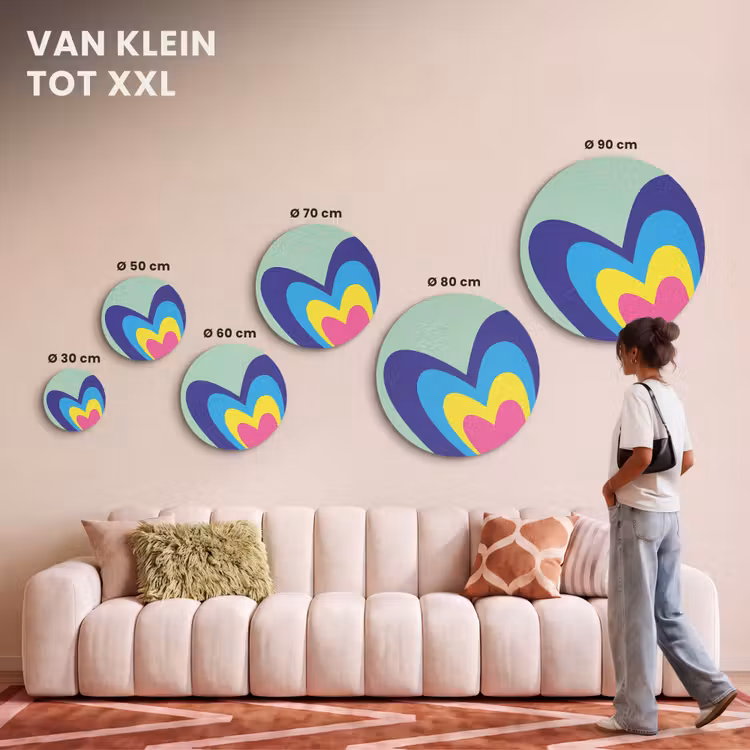 Akoestisch schilderij rond - Hartjes - Kleurrijk - Valentijn — 7