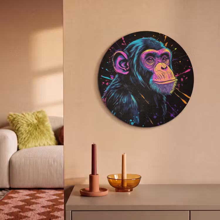 Akoestisch schilderij rond - Aap - Verf - Neon - Kleur — 2