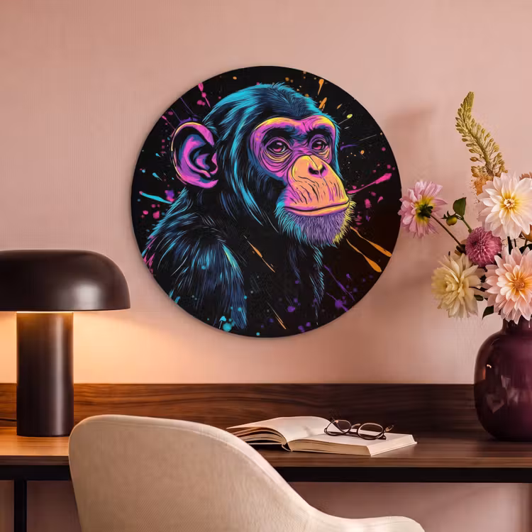 Akoestisch schilderij rond - Aap - Verf - Neon - Kleur — 6