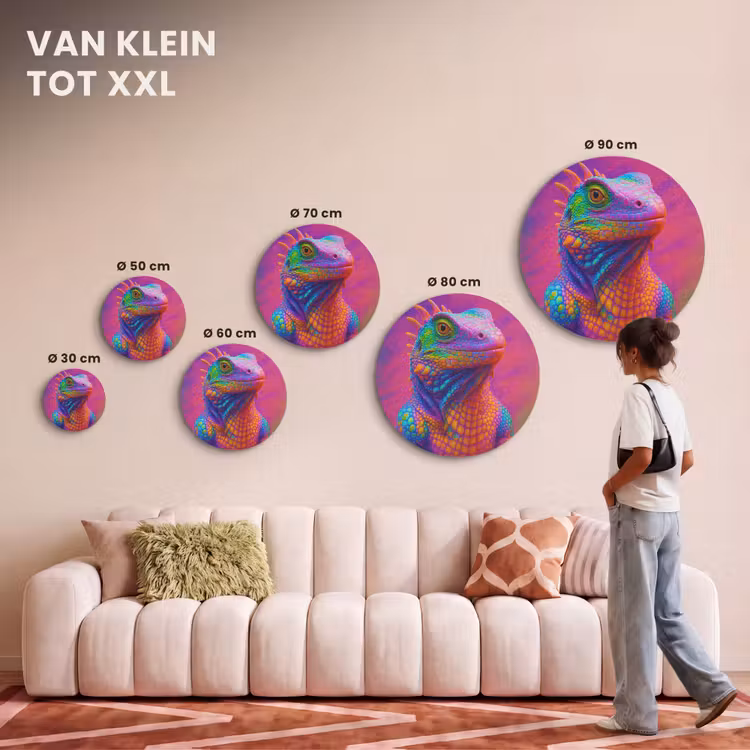 Akoestisch schilderij rond - Kameleon - Dieren - Neon - Kleur — 7