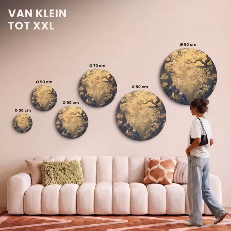 Akoestisch schilderij rond - Bloemen - Takken - Goud - Sierlijk — 7