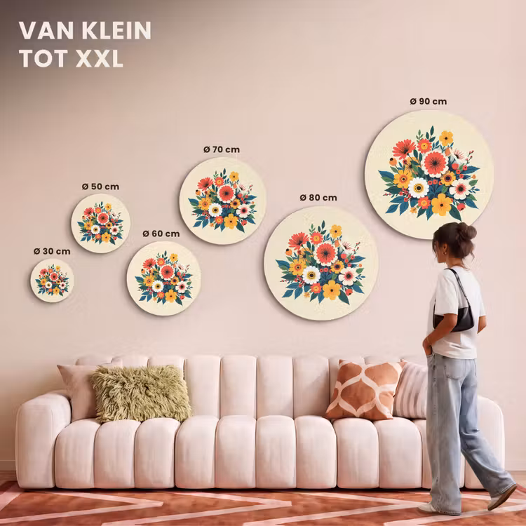 Akoestisch schilderij rond - Boeket - Bladeren - Illustratie - Kleurrijk — 7