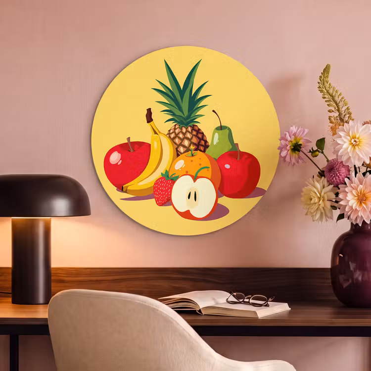 Akoestisch schilderij rond - Fruit - Illustratie - Kleurrijk — 6