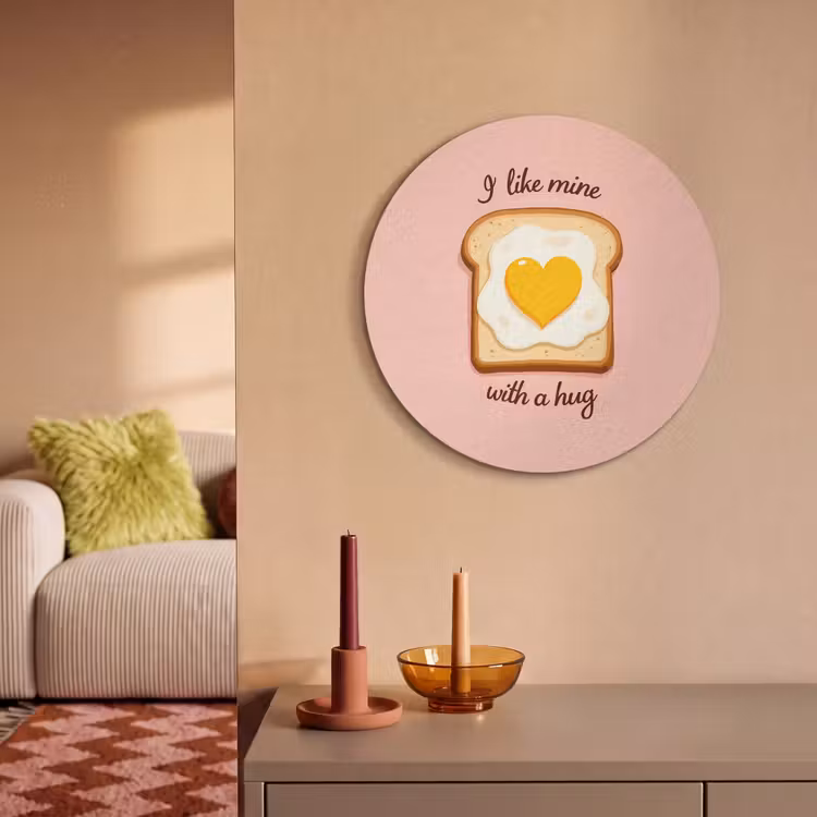 Akoestisch schilderij rond - Brood - Illustratie - Quote - Roze — 2