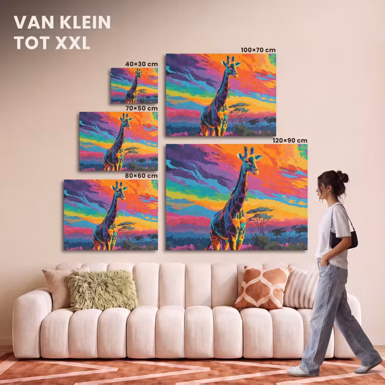 Akoestisch schilderij - Giraffe - Savanna - Lucht - Gekleurd — 7