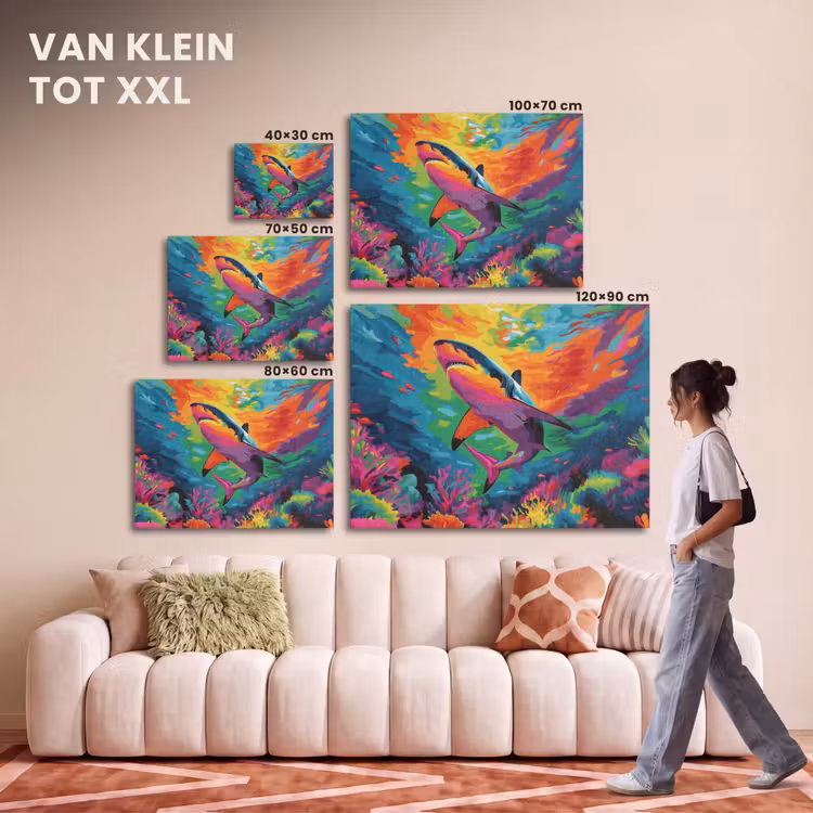 Akoestisch schilderij - Haai - Koraalrif - Abstract - Kleurrijk — 7