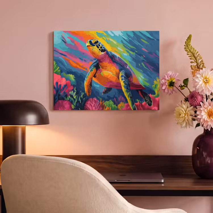 Akoestisch schilderij - Koraal - Schildpad - Abstract - Water — 6