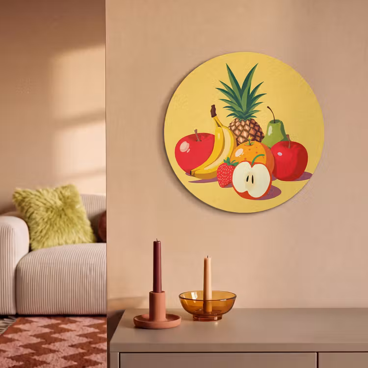 Akoestisch schilderij rond - Fruit - Illustratie - Kleurrijk — 2