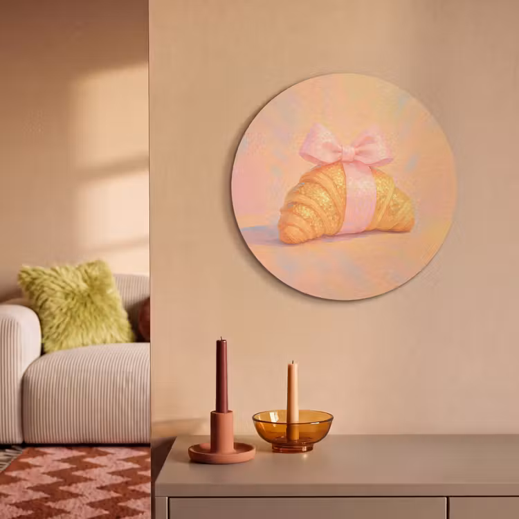 Akoestisch schilderij rond - Croissant - Strik - Roze — 2