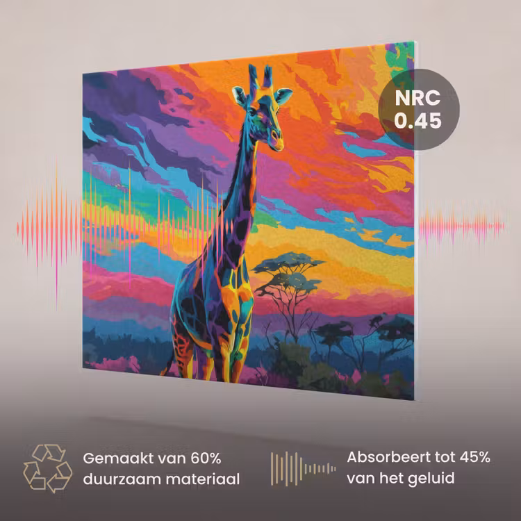 Akoestisch schilderij - Giraffe - Savanna - Lucht - Gekleurd — 3