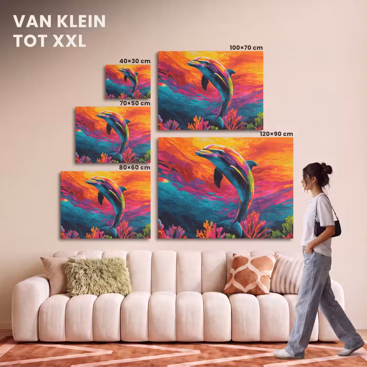 Akoestisch schilderij - Dolfijn - Kleurrijk - Oceaan - Koraal — 7