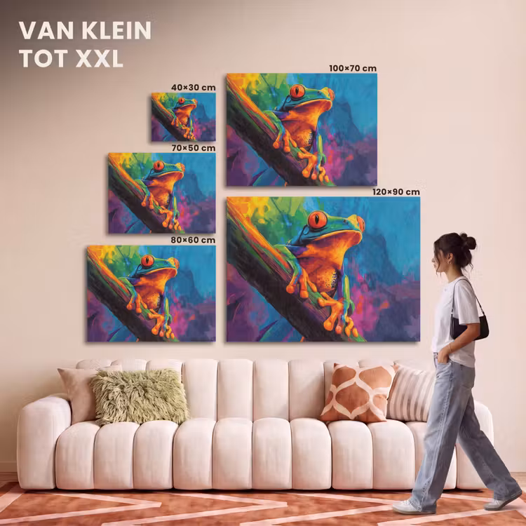 Akoestisch schilderij - Kikker - Felgekleurd - Tak - Regenboog — 7