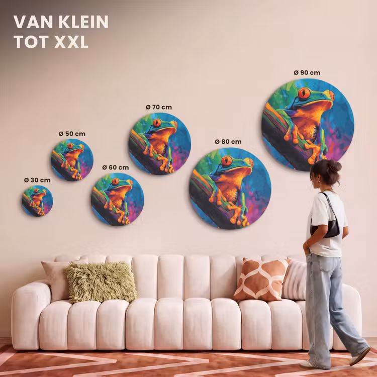 Akoestisch schilderij rond - Kikker - Felgekleurd - Tak - Regenboog — 7