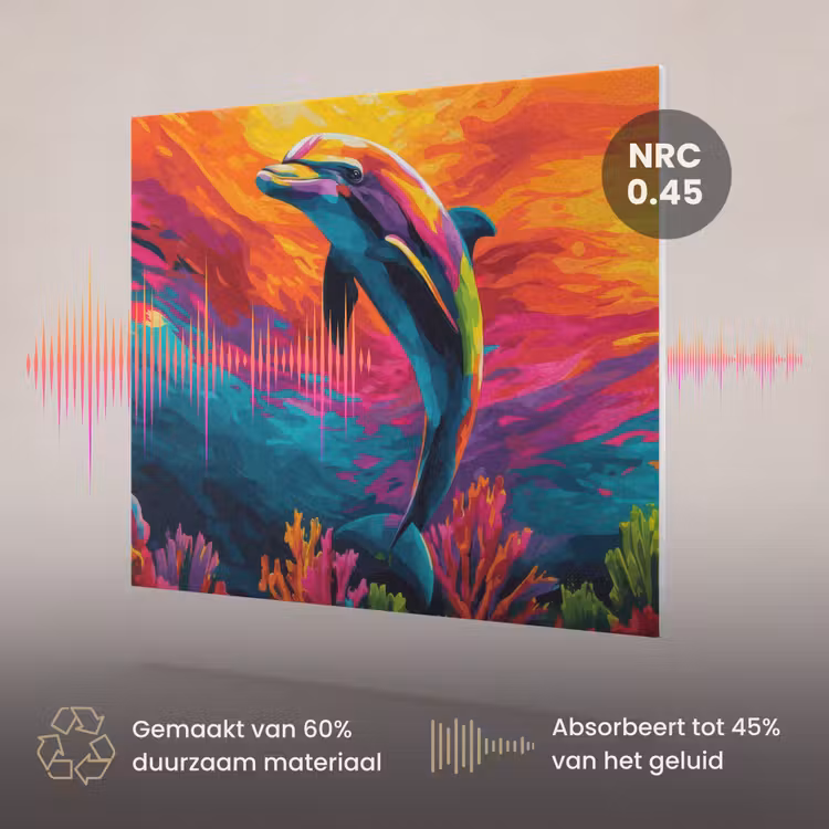 Akoestisch schilderij - Dolfijn - Kleurrijk - Oceaan - Koraal — 3