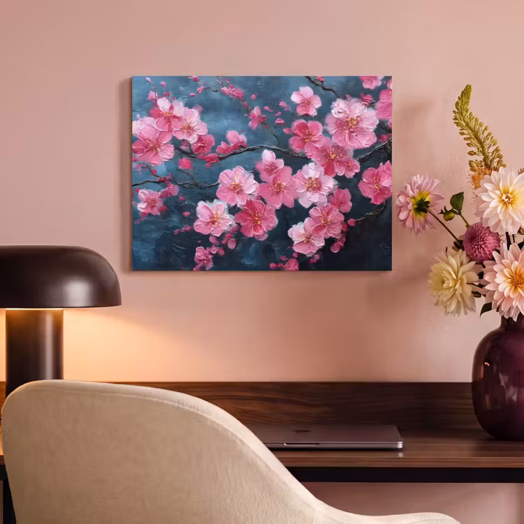 Akoestisch schilderij - Bloem - Bloesems - Roze - Abstract — 6