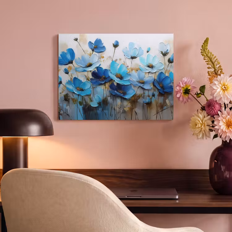 Akoestisch schilderij - Bloemen - Schilderij - Blauw — 6