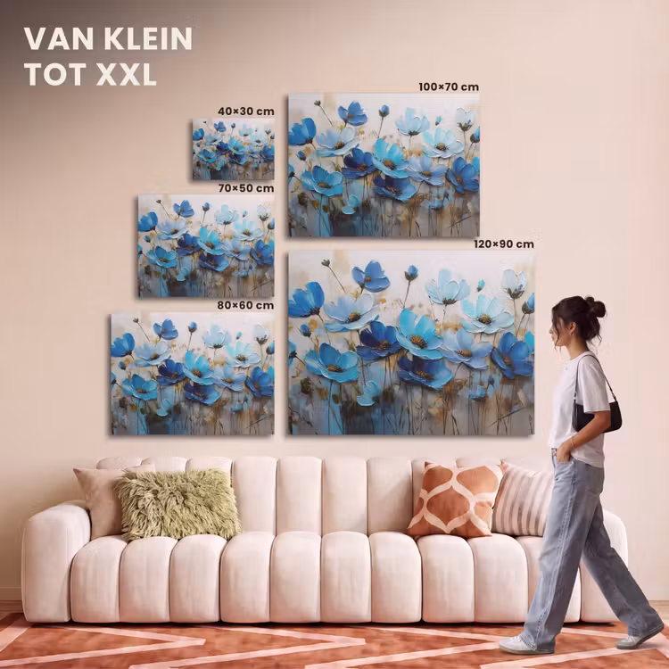 Akoestisch schilderij - Bloemen - Schilderij - Blauw — 7