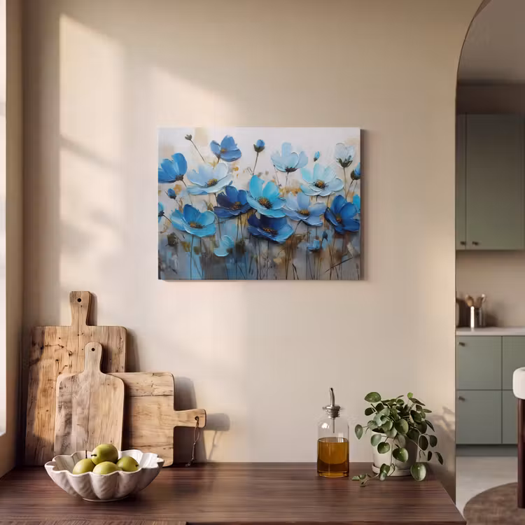 Akoestisch schilderij - Bloemen - Schilderij - Blauw — 4