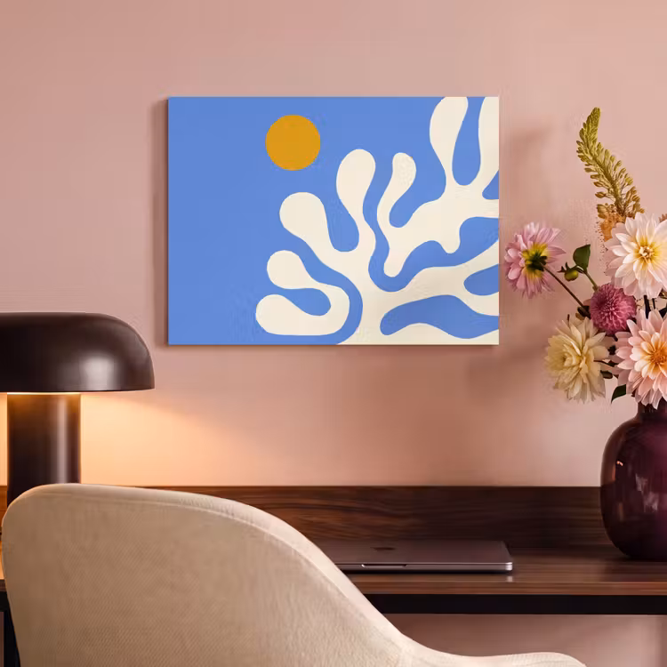 Akoestisch schilderij - Minimalistisch - Organisch patroon - Blauw — 6