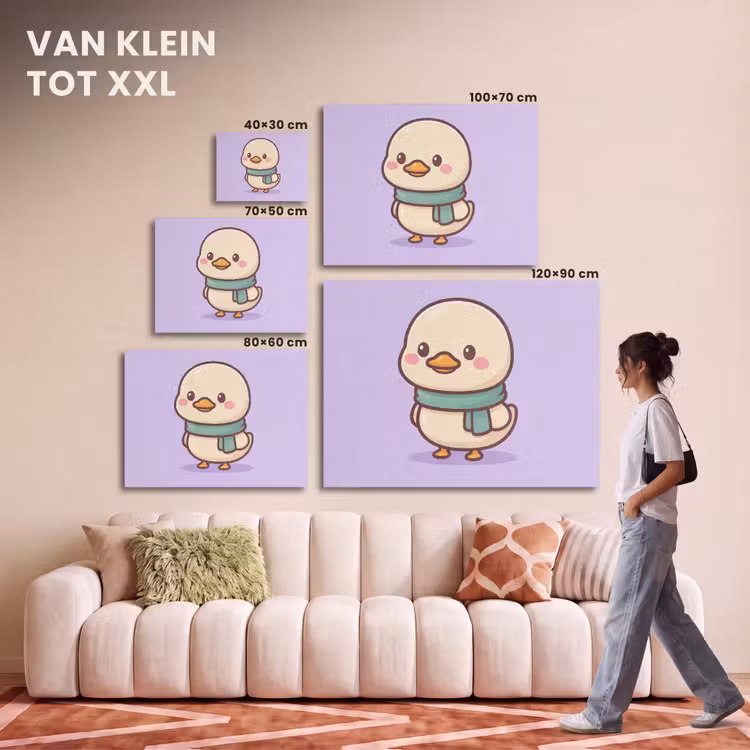 Akoestisch schilderij - Eendje met Sjaal Cartoon — 7