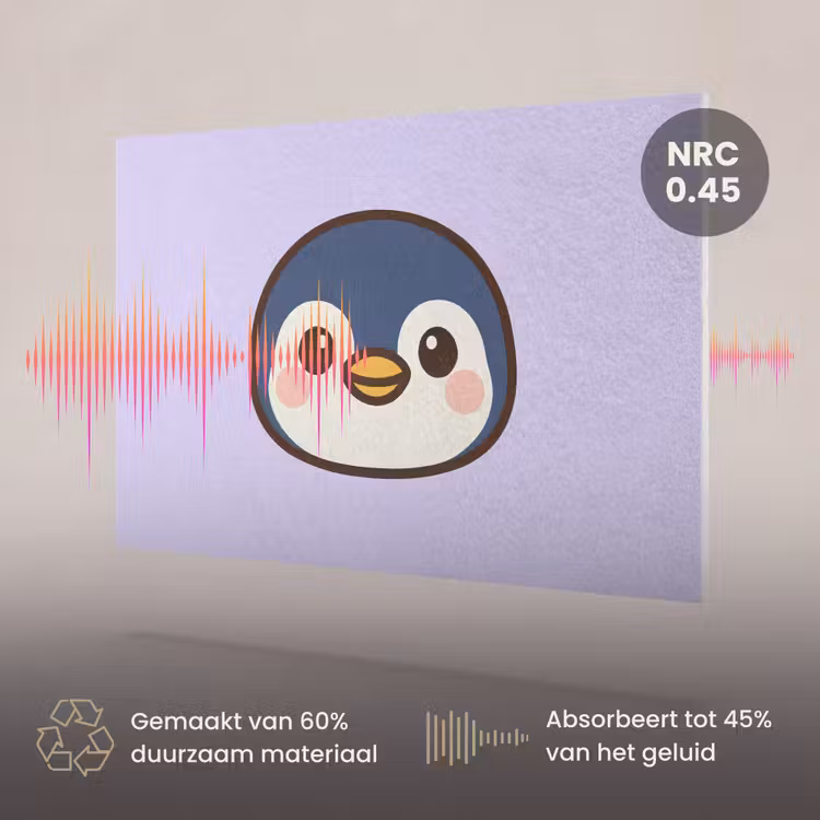 Akoestisch schilderij - Pinguïn Kawaii Lila — 3