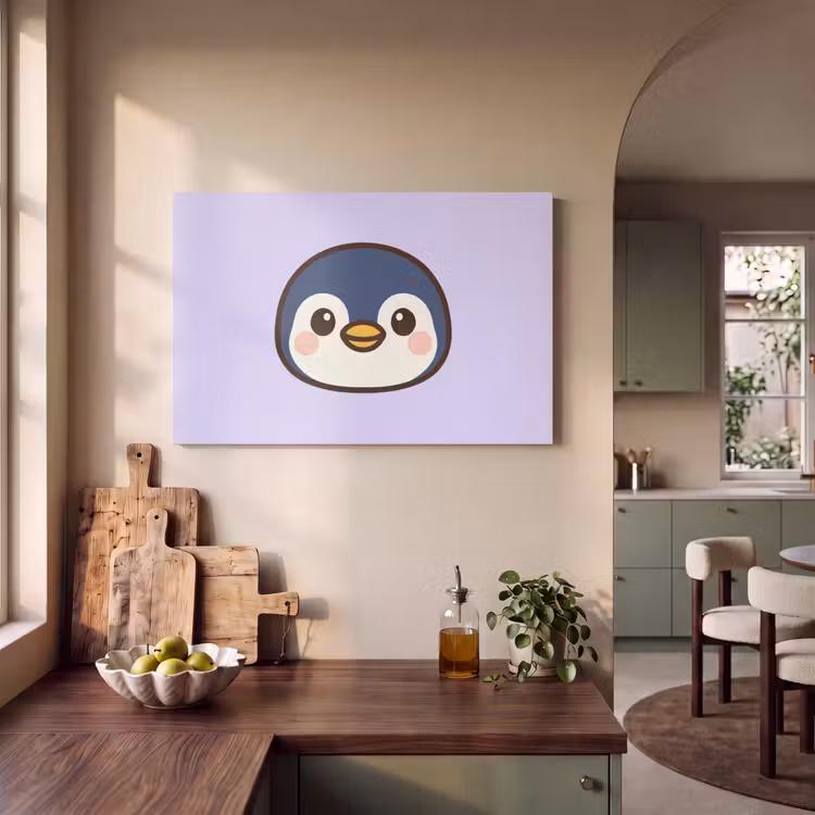 Akoestisch schilderij - Pinguïn Kawaii Lila — 4