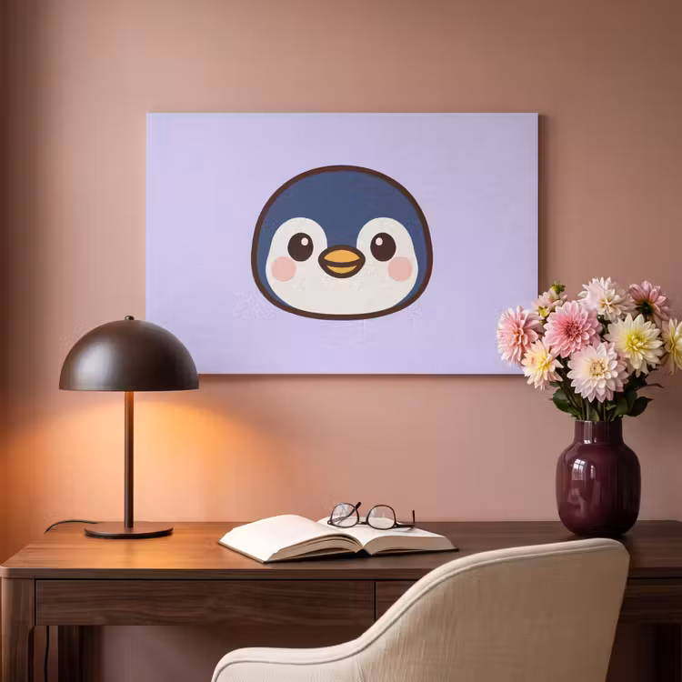Akoestisch schilderij - Pinguïn Kawaii Lila — 6