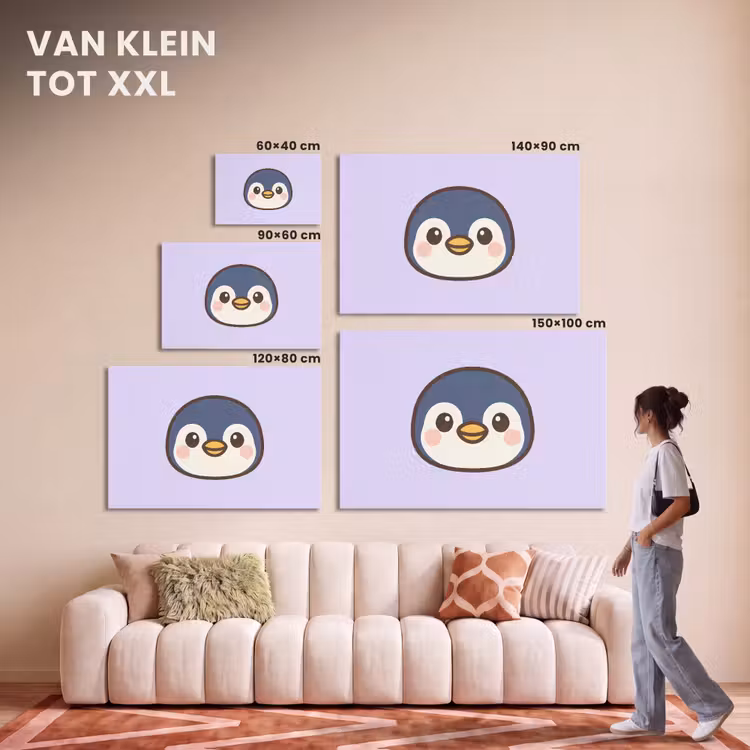 Akoestisch schilderij - Pinguïn Kawaii Lila — 7