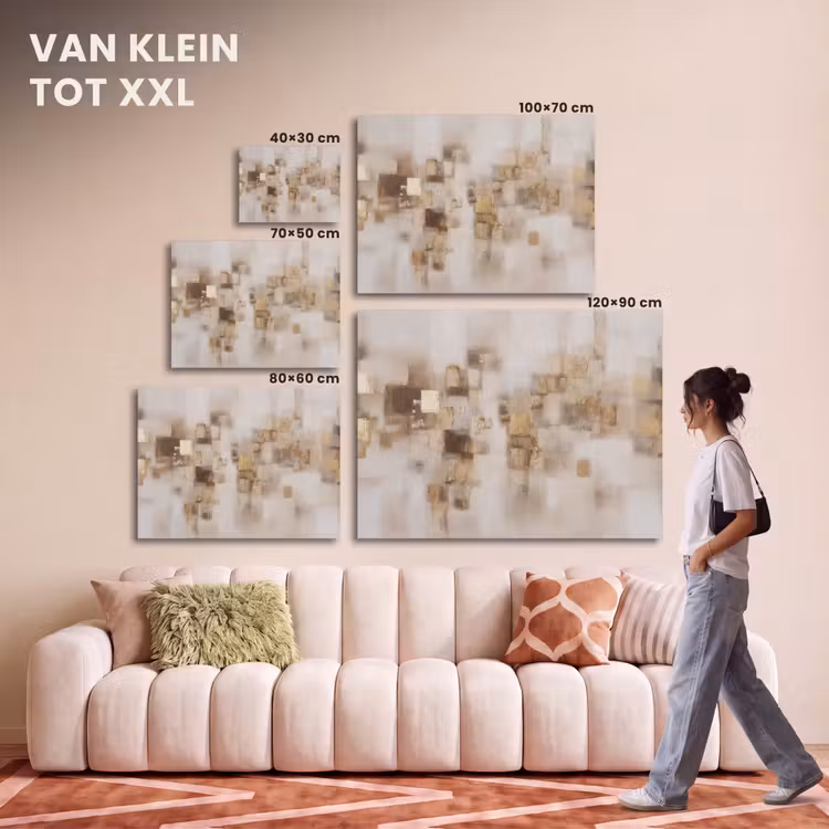 Akoestisch schilderij - Abstracte vierkanten - Aardetonen - Mistig — 7