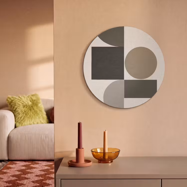 Akoestisch schilderij rond - Aardetinten - Abstracte compositie - Eenvoudige vormen — 2