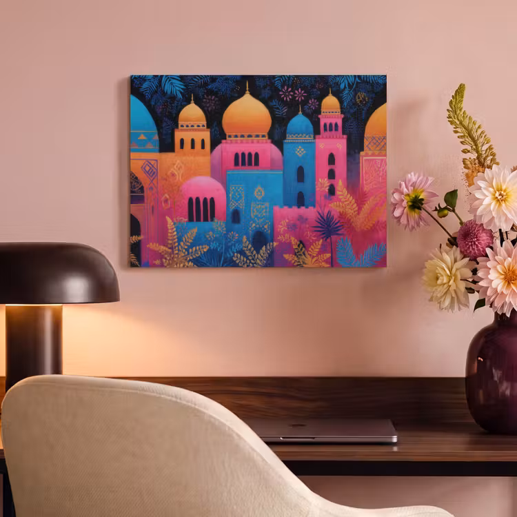 Akoestisch schilderij - Kleurrijk - Stad - Nacht - Islamitisch — 6