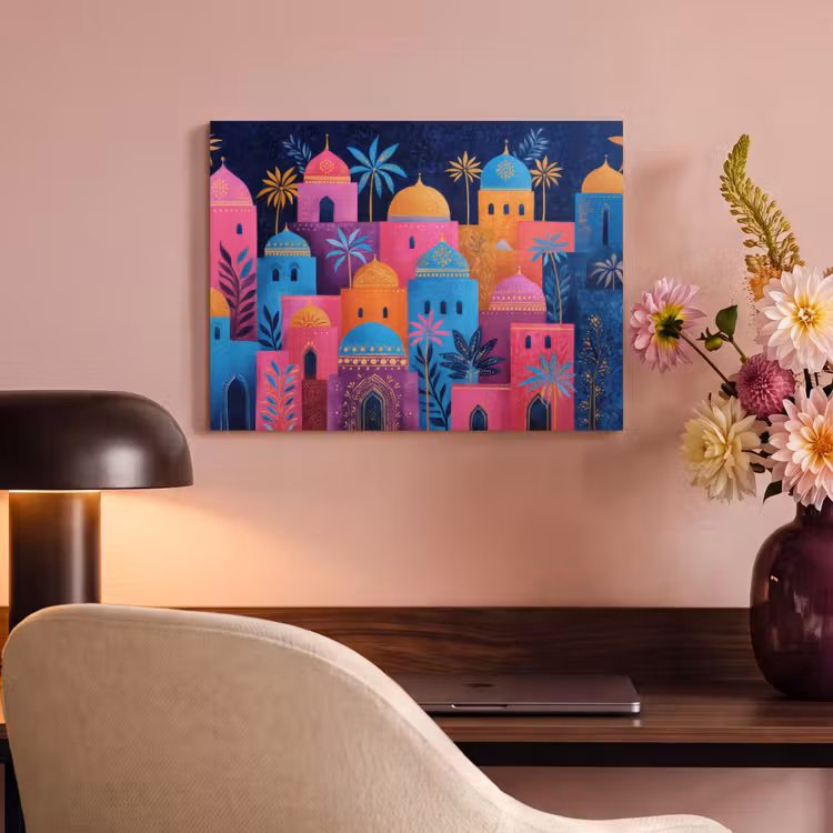 Akoestisch schilderij - Kleurrijke gebouwen - Avondlicht - Islamitisch — 6