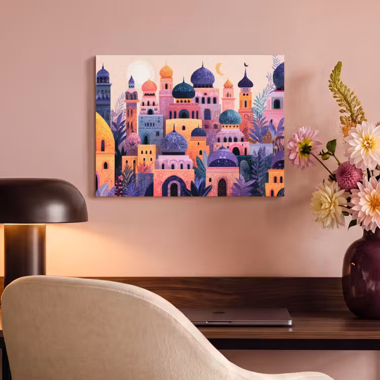 Akoestisch schilderij - Kleurrijke stad - Zon - Islamitisch — 6