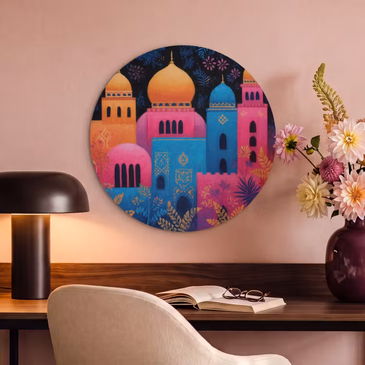 Akoestisch schilderij rond - Kleurrijk - Stad - Nacht - Islamitisch — 6