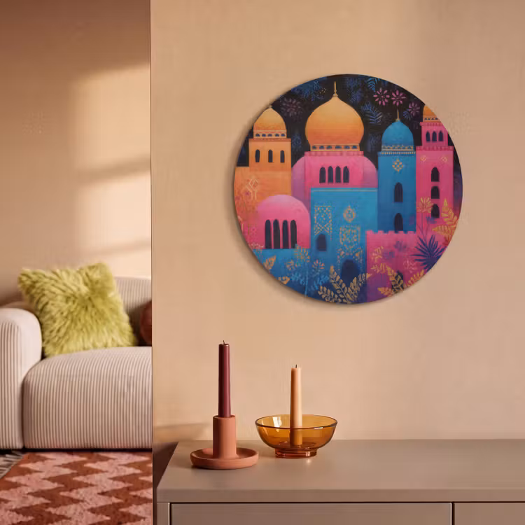 Akoestisch schilderij rond - Kleurrijk - Stad - Nacht - Islamitisch — 2