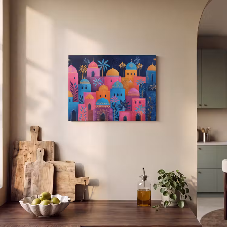 Akoestisch schilderij - Kleurrijke gebouwen - Avondlicht - Islamitisch — 4