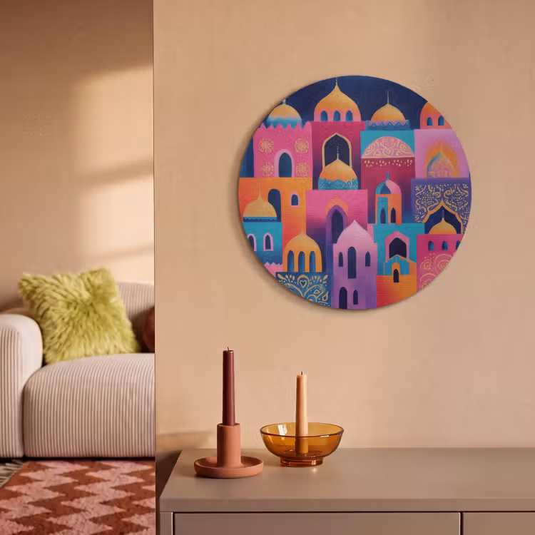 Akoestisch schilderij rond - Kleurrijk - Avond - Islamitisch — 2