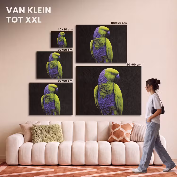 Akoestisch schilderij - Papegaai - Veren - Opvallend - Groen — 7