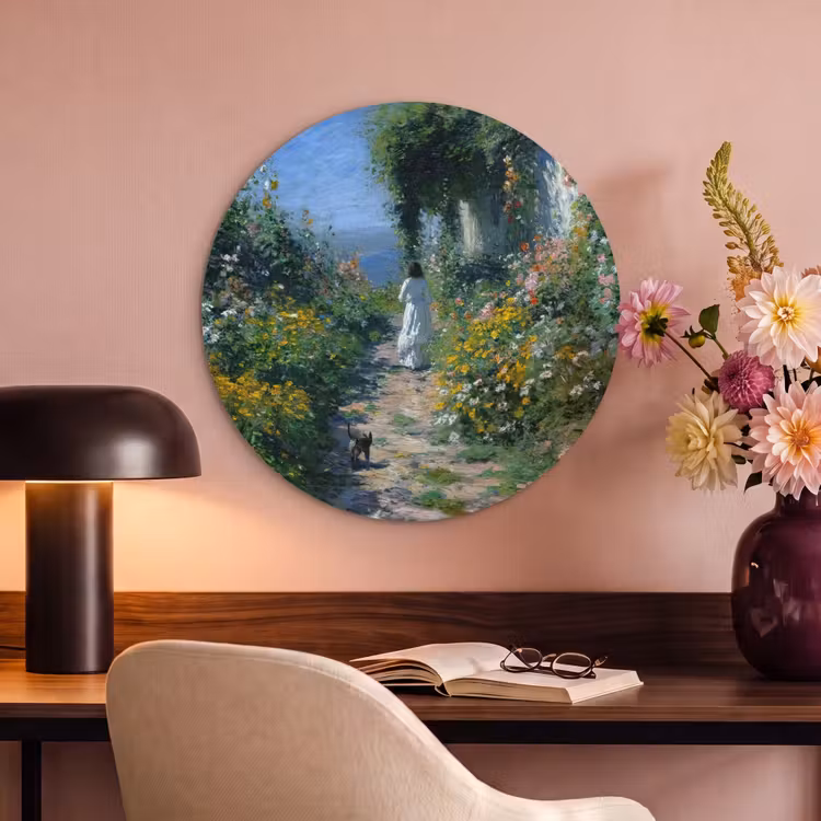 Akoestisch schilderij rond - Kat - Vrouw - Bloemen - Huis — 6