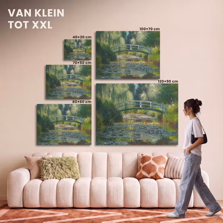 Akoestisch schilderij - Brug - Hout - Vijver - Waterlelies — 7