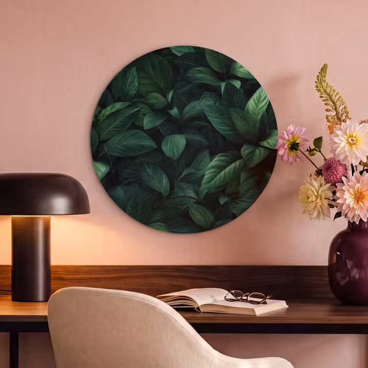 Akoestisch schilderij rond - Bladeren - Ovaal - Groen - Nerven — 6