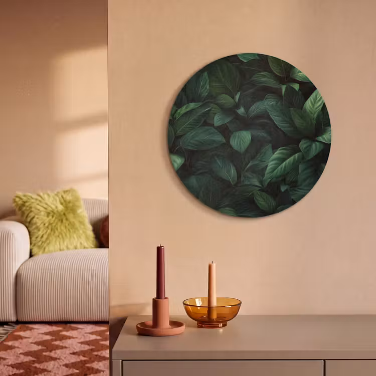Akoestisch schilderij rond - Bladeren - Ovaal - Groen - Nerven — 2
