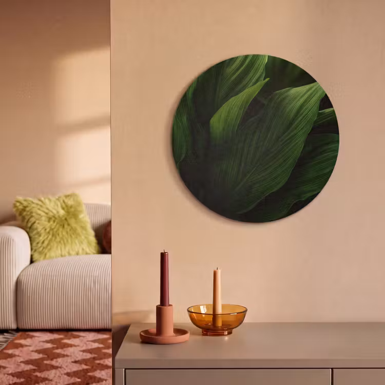 Akoestisch schilderij rond - Bladeren - Schaduw - Groen - Textuur — 2