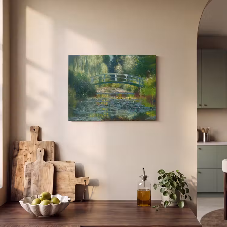 Akoestisch schilderij - Brug - Hout - Vijver - Waterlelies — 4