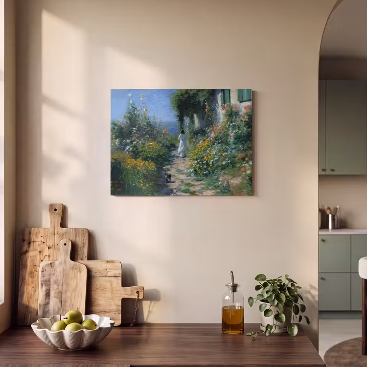 Akoestisch schilderij - Kat - Vrouw - Bloemen - Huis — 4