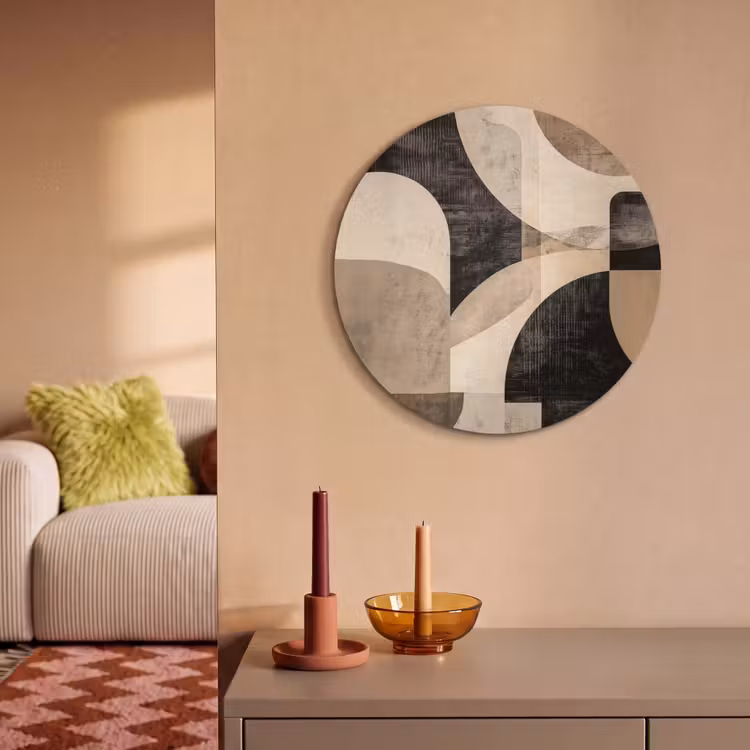 Akoestisch schilderij rond - Abstract - Vormen - Modern - Beige — 2