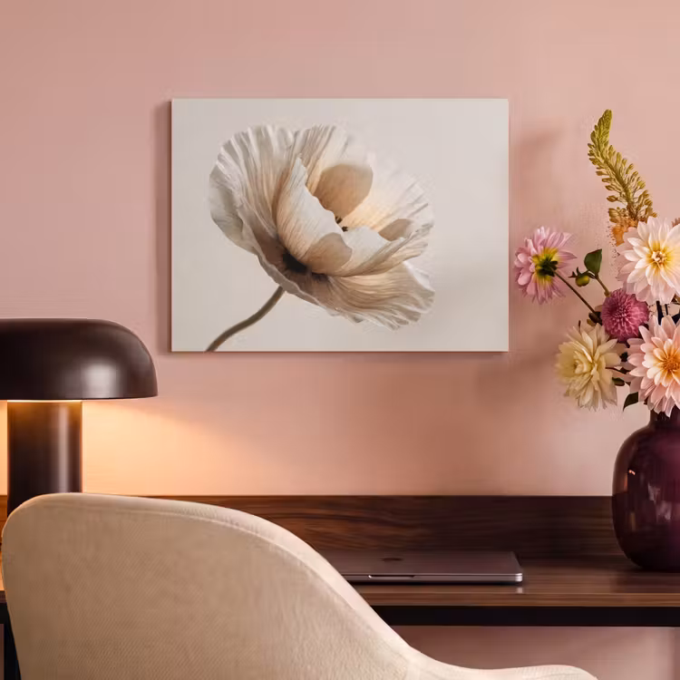 Akoestisch schilderij - Bloem - Beige - Crème — 6